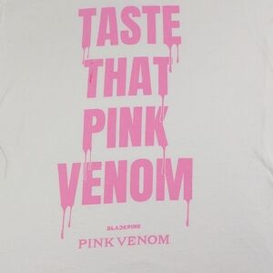 Blackpink TASTE THAT PINK VENOM White T-Shirt with Pink Graphics Size Large
